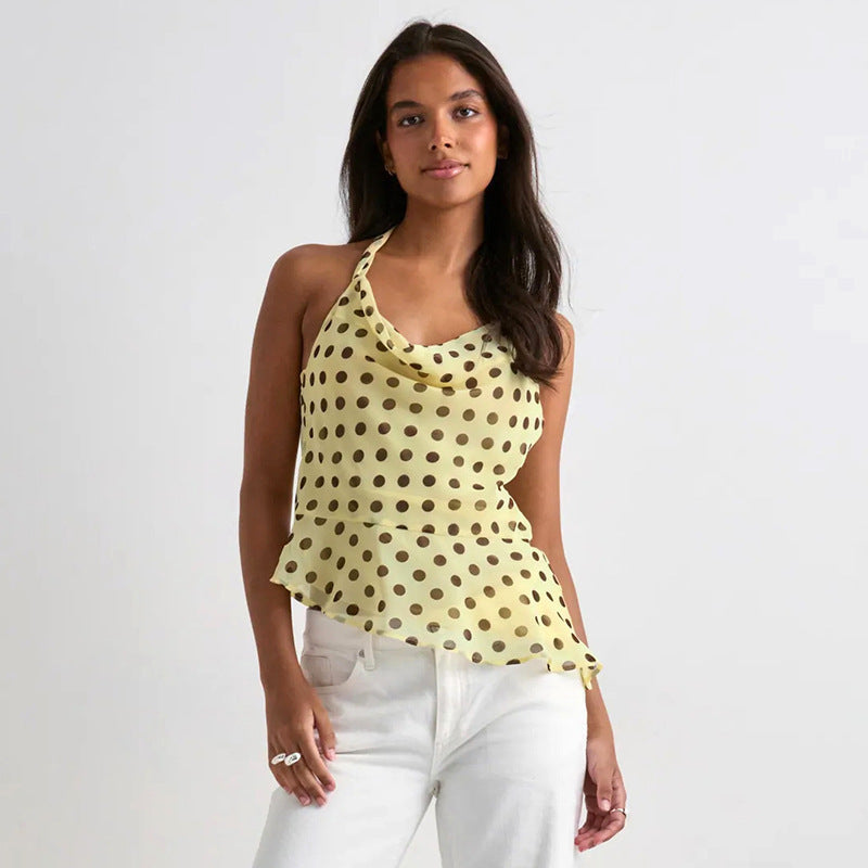 Damen elegantes Chiffon-Oberteil mit tiefem Wasserfall-Ausschnitt und taillierter Passform R&B