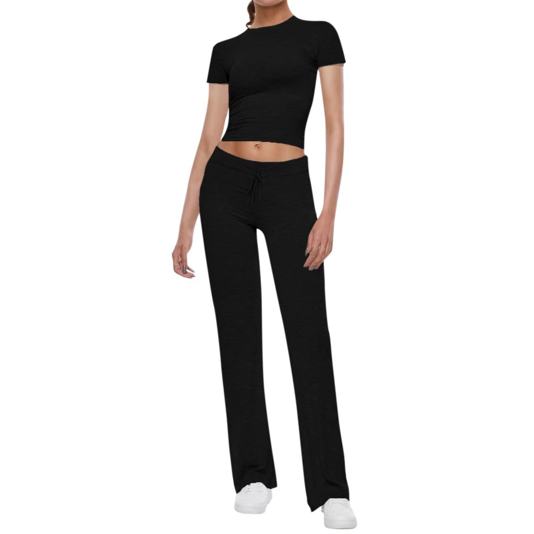 Damen Sportliches Set aus cropped Oberteil und weit geschnittenen Pants R&B