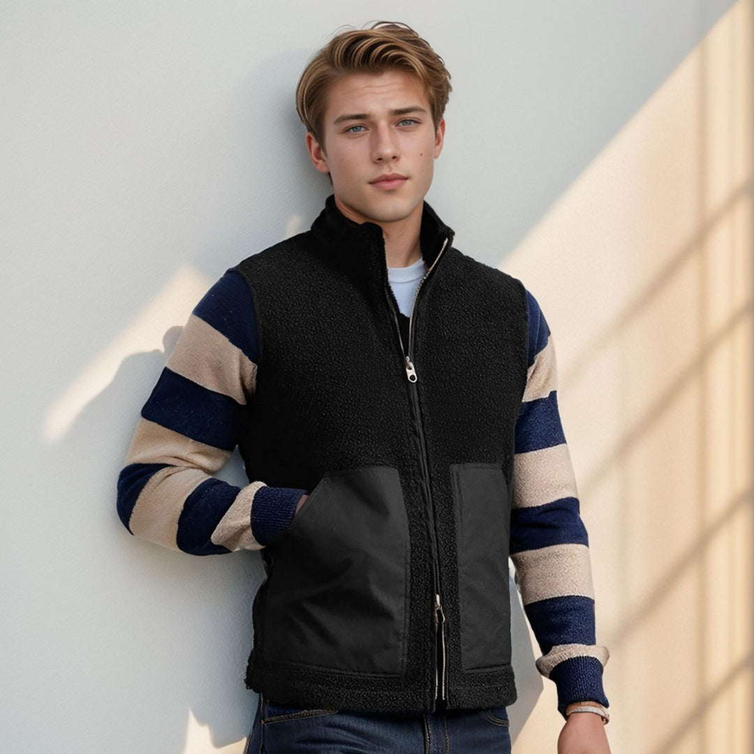 Herren modische Fleecejacke mit strukturiertem Kragen und praktischen Taschen R&B
