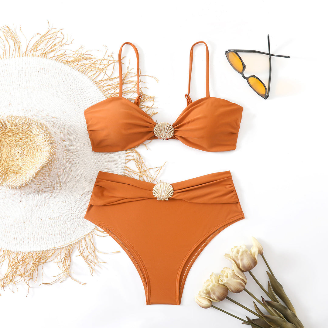 Damen Bandeau-Bikini mit eleganten Muschel-Details R&B