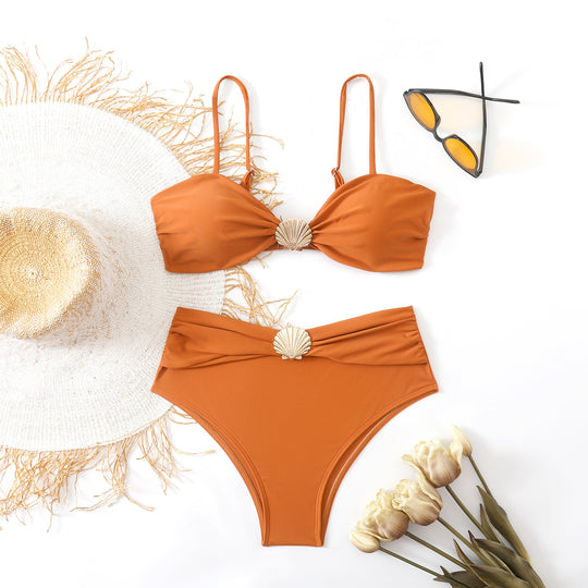 Damen Bandeau-Bikini mit eleganten Muschel-Details R&B