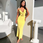 Damen Maxikleid mit Rüschendekor und figurbetontem Schnitt R&B
