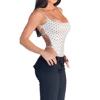 Damen Badeanzug mit hochgeschnittenem Design und verspieltem Polka-Dots-Muster R&B