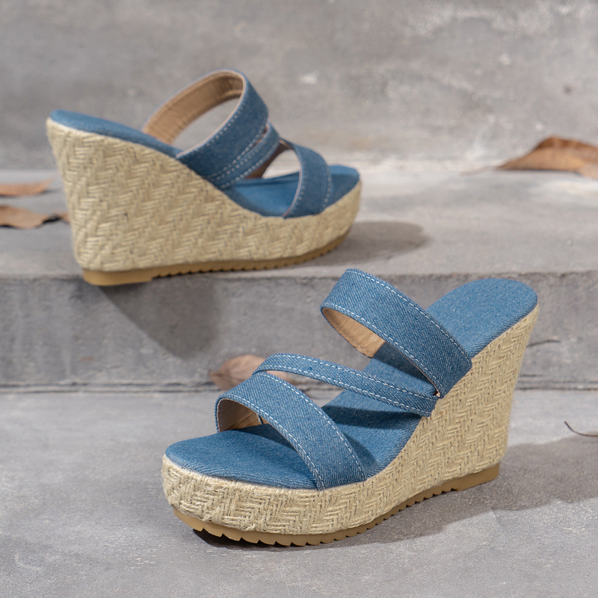 Damen Wedge-Sandalen mit geflochtenem Kork-Design