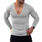 Herren langarm V-Ausschnitt Shirt mit strukturiertem Design R&B