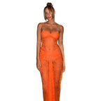 Damen Transparente Spitzen Abendkleid R&B