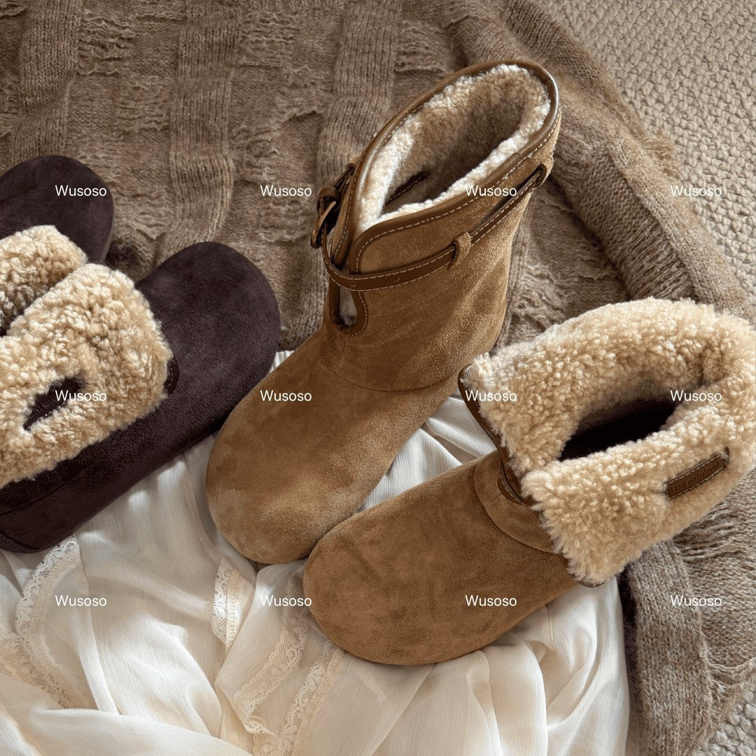 Damen Fluffy Winterboots aus hochwertigem Veloursleder mit kuscheligem Innenfutter R&B