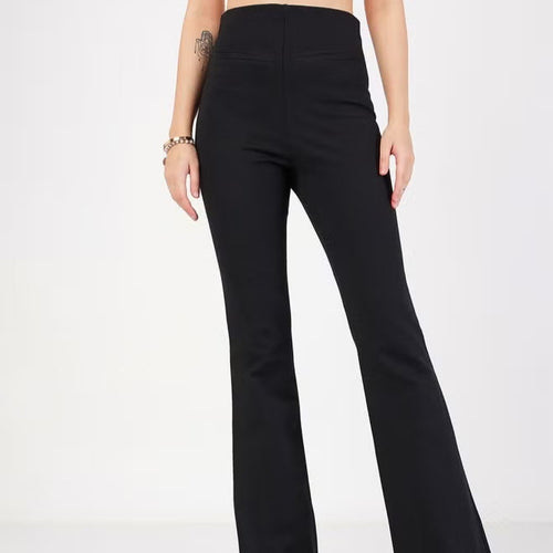 Damen Flared Pants mit hohem Bund und elastischem Material R&B