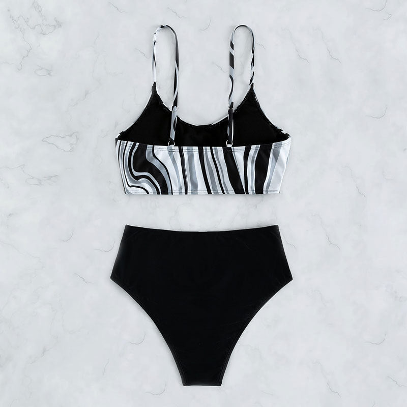 Damen Triangel-Bikini-Set mit modischem Wickeldetail und hochtailliertem Slip R&B