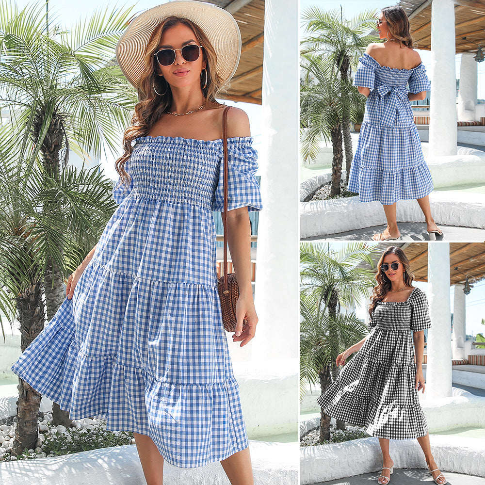 Damen Maxi-Kleid mit Karomuster R&B