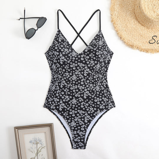 Damen Triangel-Bikini mit verspieltem Karomuster und schmalen Bindebändern R&B
