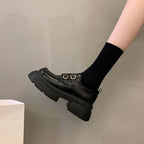 Damen modische Plateau-Sneaker mit doppeltem Schnallenverschluss und rutschfester Sohle R&B