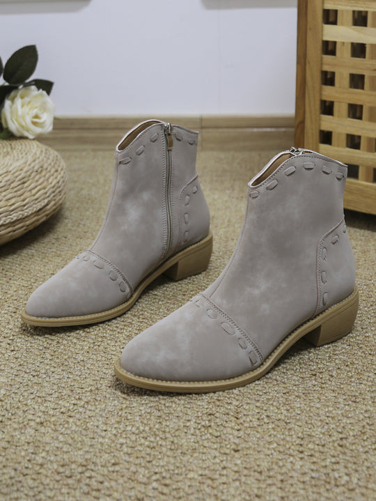 Damen elegante Stiefeletten mit modischen Ziernähten und praktischen Reißverschluss R&B