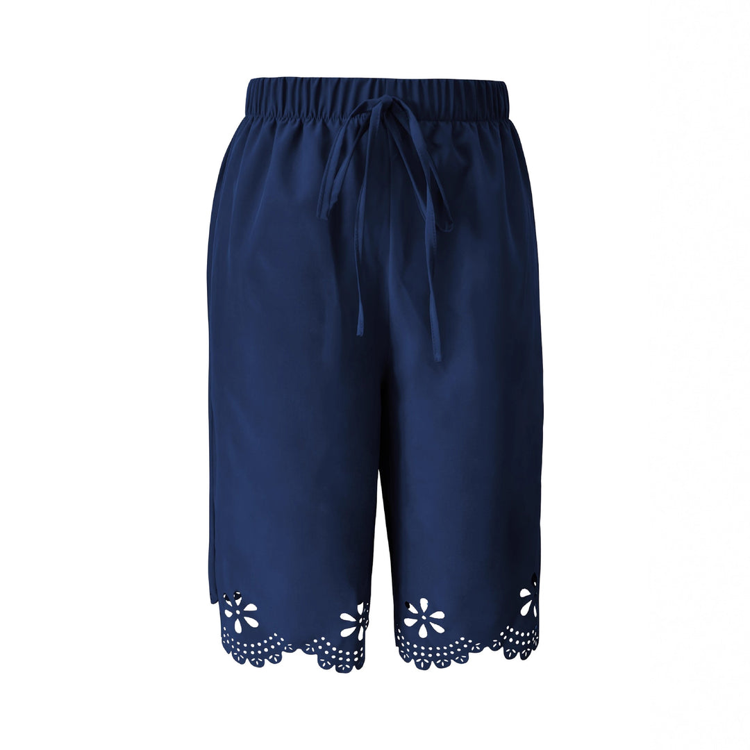 Damen Weite Culotte mit elegantem Lochmuster und elastischem Bund R&B
