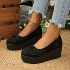 Damen Wedge-Pantoletten mit dekorativem Schleifenakzent und modischem Design R&B