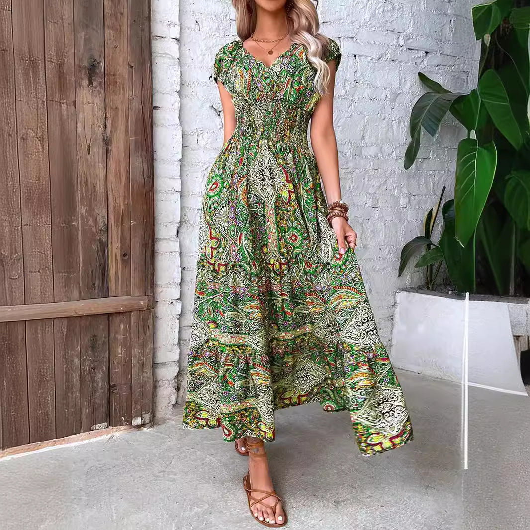 Damen Elegantes Maxikleid mit Floral- und Smock-Detail R&B