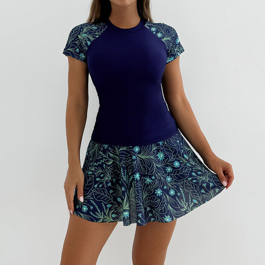 Damen Sportliches Schwimmdress mit floralem Rock R&B
