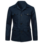 Herren nan Utility-Jacke aus Leinen mit vier aufgesetzten Taschen und taillierter Silhouette R&B