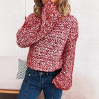 Damen kuscheliger Strickpullover mit auffälligem Flauschdesign und weitem Schnitt R&B