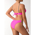 Damen Bandeau Bikini mit elegantem Wickeldetail und sportlichen Akzenten R&B