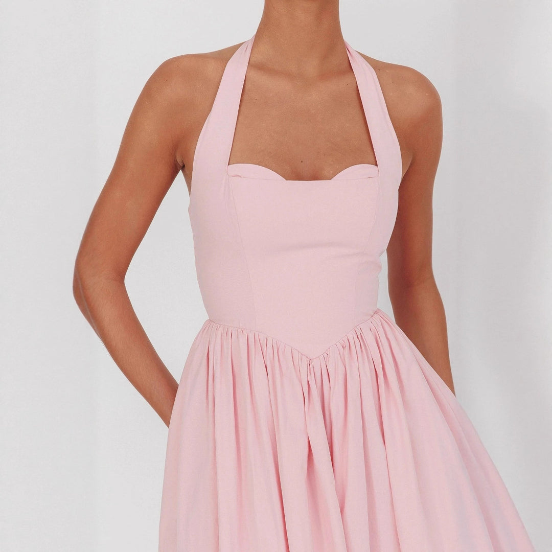 Damen Elegantem Halterneck Maxi-Kleid R&B