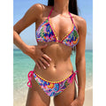 Damen Triangel-Bikini mit verspieltem Muster und verstellbaren BindR&Bändern R&B