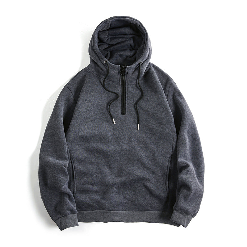 Damen Modischer Kapuzenpullover mit halbem Reißverschluss und weichem Innenfutter R&B