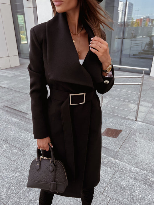 Damen Eleganter Trenchcoat mit Gürtel und strukturiertem Stoff R&B