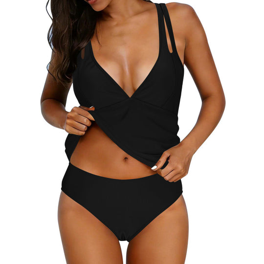 Damen Tankini-Set mit verstellbaren Trägern und raffiniertem V-Ausschnitt R&B