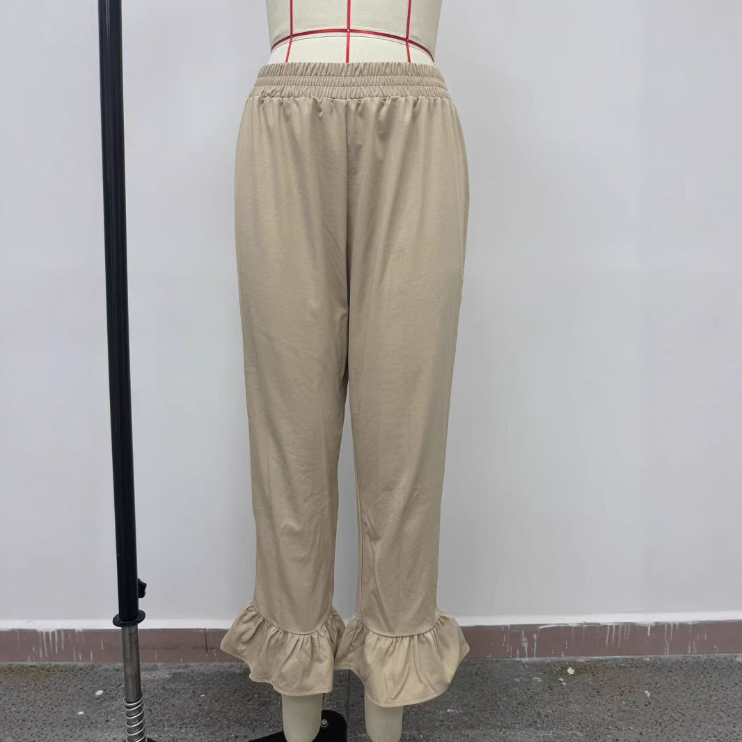 Damen Freizeithose mit Rüschenabschlüssen R&B