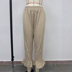 Damen Freizeithose mit Rüschenabschlüssen R&B