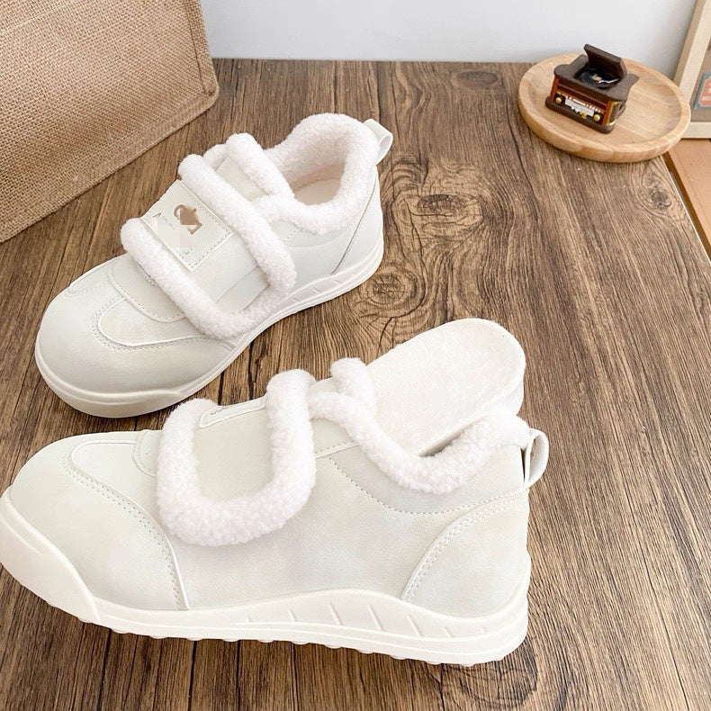 Damen warme Sneaker mit flauschigem Innenfutter und praktischem Klettverschluss R&B