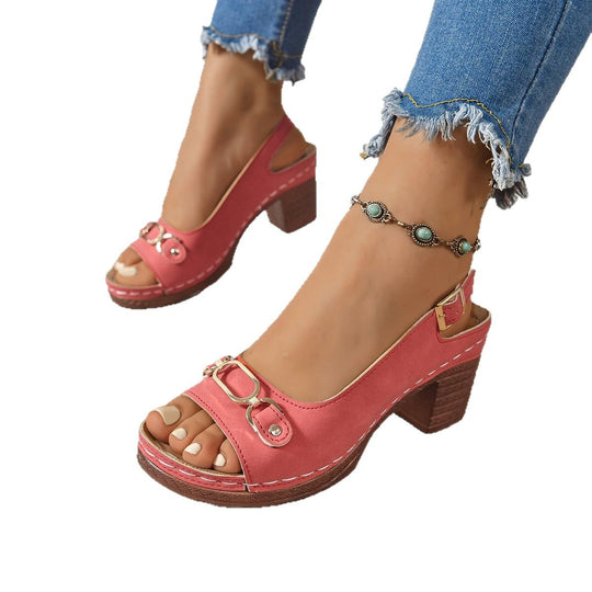 Damen Slingback-Pantoletten mit modischem Schnallen-Detail R&B