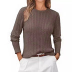 Damen Grobstrickpullover mit Zopfdesign und langen Ärmeln