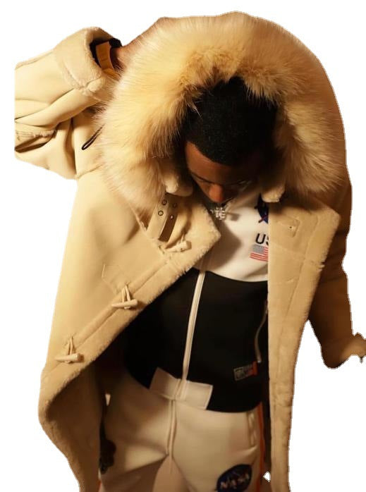 Herren eleganter Parka mit luxuriösem Kunstfellkragen R&B