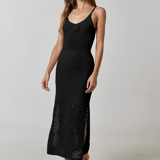 Damen luftiges Netzkleid mit seitlichen Schlitzen und raffinierter Struktur R&B
