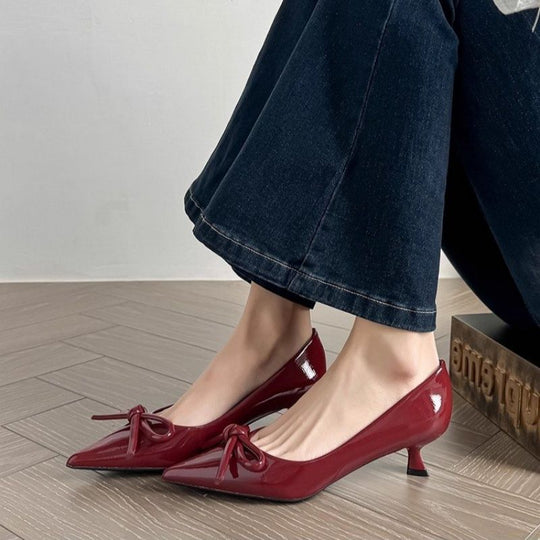 Damen elegante Slingback Pumps mit verspielter Schleifenverzierung R&B