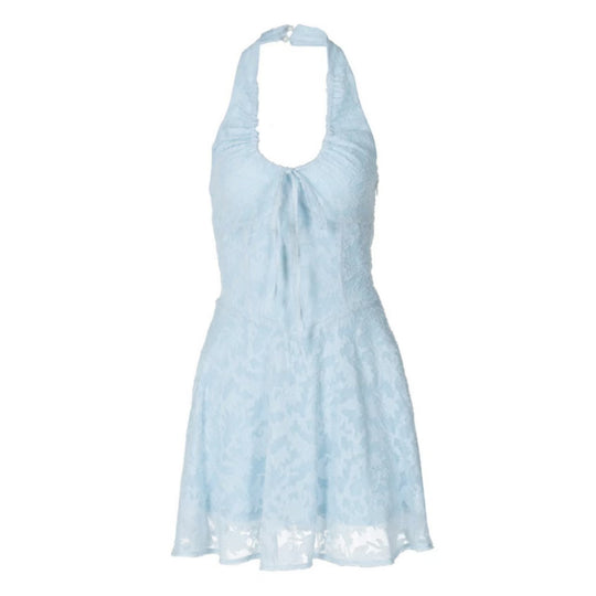 Damen Verspielt romantisches Boho-Kleid mit Spitze und halbem Hals R&B
