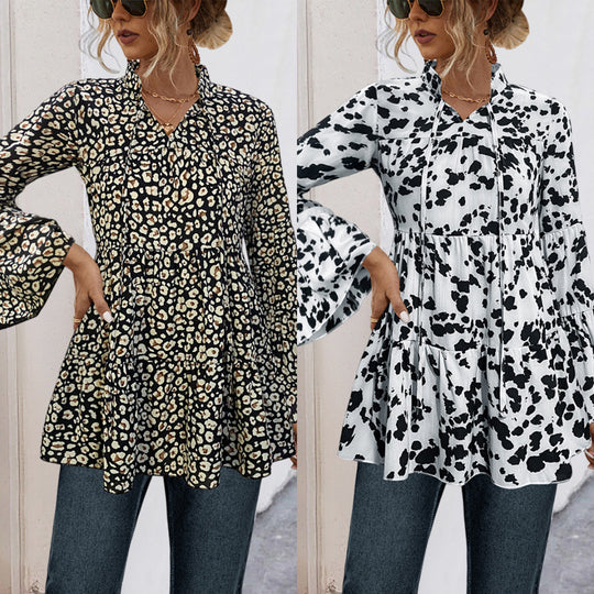 Damen lässige Bluse mit voluminösen Ärmeln und Rüschendetails R&B