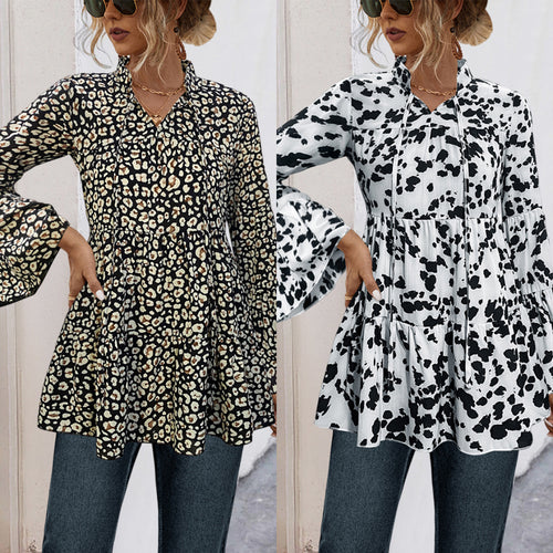 Damen lässige Bluse mit voluminösen Ärmeln und Rüschendetails R&B