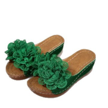 Damen Wedge-Pantoletten mit floralen Applikationen R&B