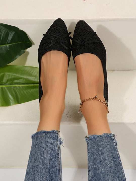 Damen elegante Ballerinas mit raffiniertem Schleifen-Detail und atmungsaktiver Obermaterialstruktur R&B
