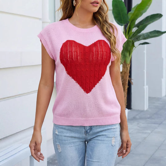Damen kuschliges Strickoberteil mit Herzmuster R&B