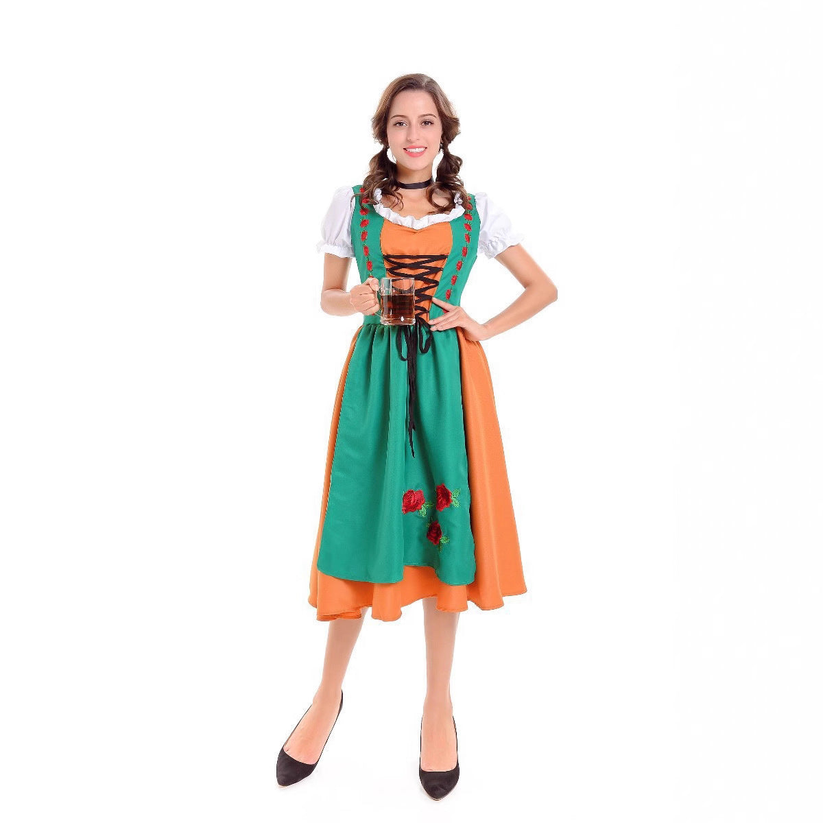 Damen Trachtenkleid mit romantischem Schnitt und verzierter Schürze R&B