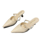 Damen Elegante Slingback-Pumps mit Perlenschmuck EB
