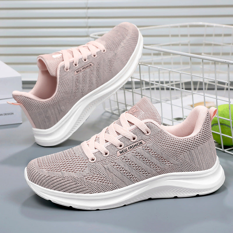 Damen nan gestrickter Schnür-Sneaker mit 3D-Strickobermaterial, verstärkter Zehenkappe und reaktiver EVA-Dämpfung R&B