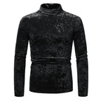 Herren eleganter Rollkragenpullover aus samtigem Stoff R&B