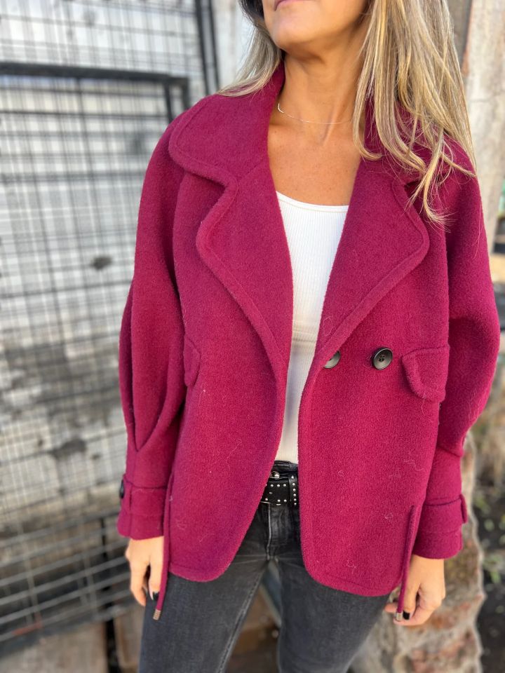 Damen Oversized Nachtjacke aus weichem Wollmix mit praktischen Taschen R&B