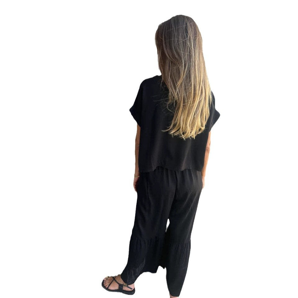 Damen Elegantes und luftiges Sommer-Set mit weitem Schnitt und Gummizug R&B