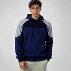 Herren sportlicher Kapuzenpullover mit geometrischen Akzenten und Kängurutasche R&B
